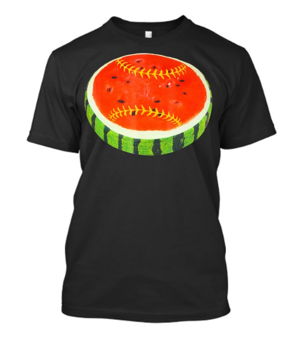 Watermelon Softball Fruit Stitch Play T-Shirt
