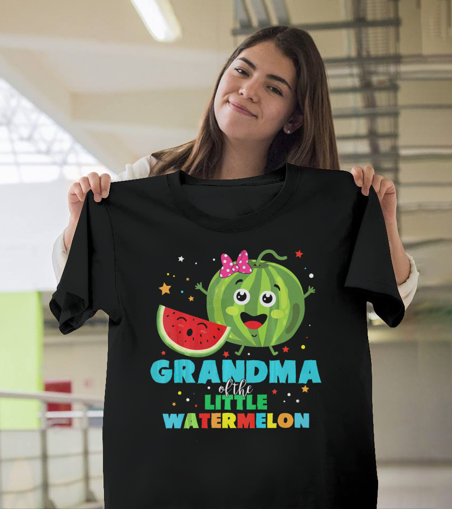 Grandma Of The Little Watermelon With Cute Cartoon Watermelon And Stars T-Shirt