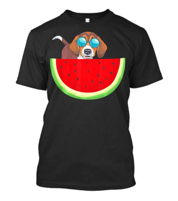 Beagle With Sunglasses And Watermelon Slice T-Shirt