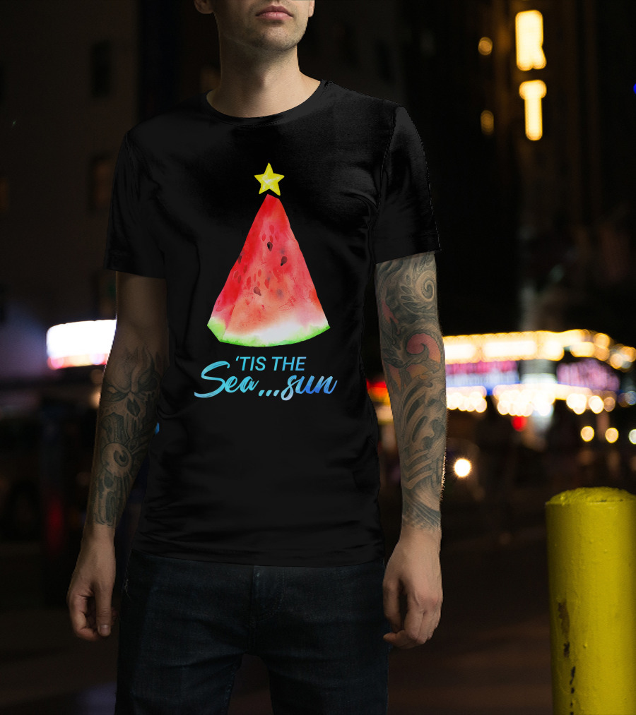 'Tis The Sea Sun Watermelon Christmas Tree T-Shirt