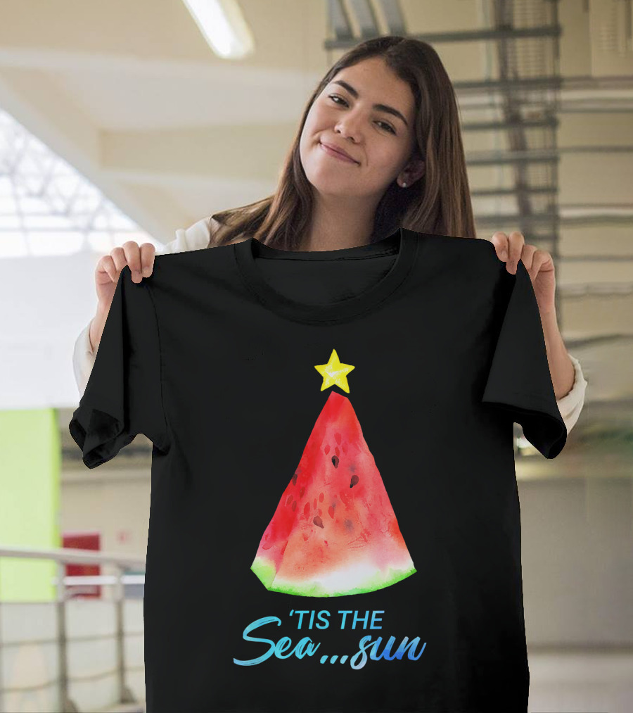 'Tis the Sea Sun Watermelon Christmas Tree T-Shirt