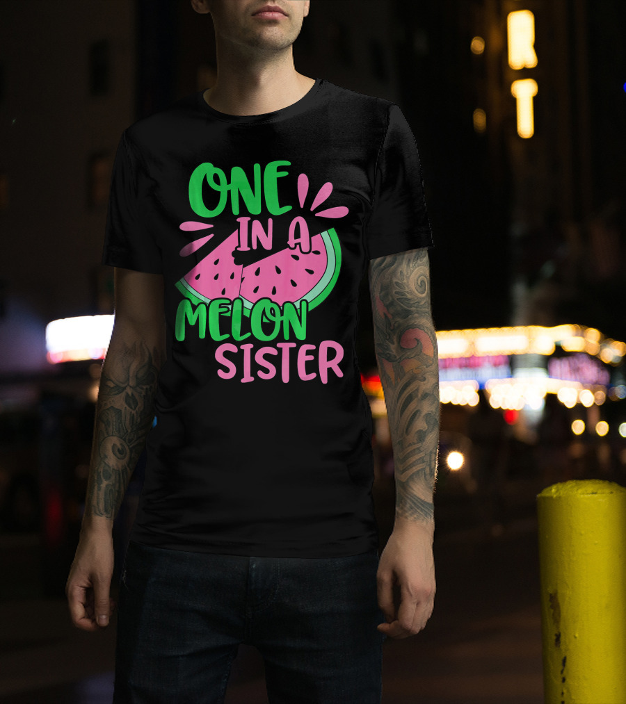 One In A Melon Sister Cute Pink Watermelon T-Shirt