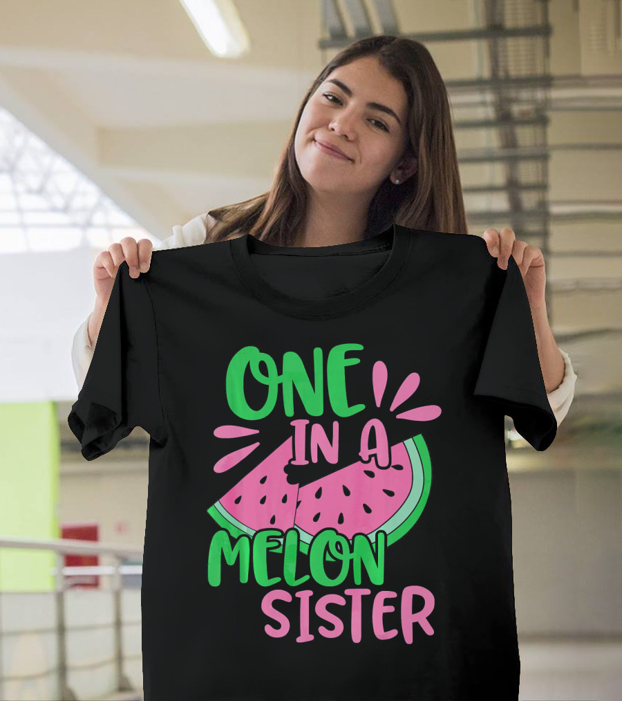 One In A Melon Sister Cute Pink Watermelon T-Shirt