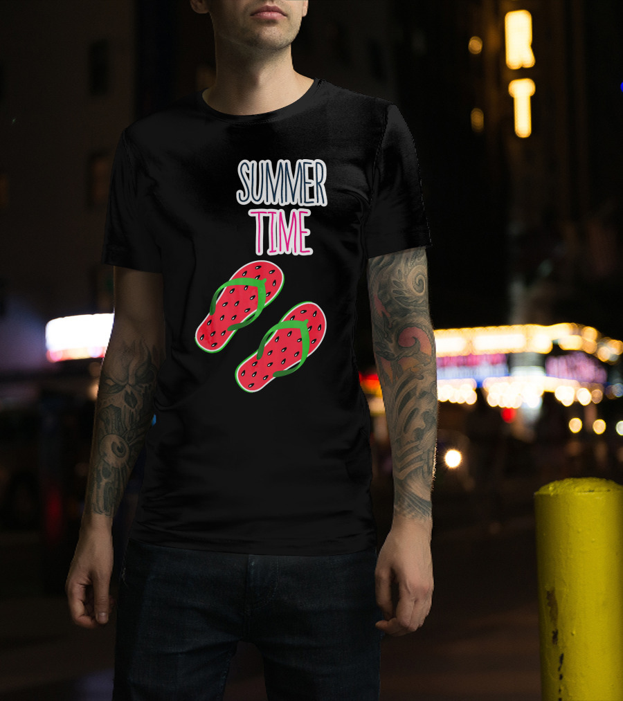 Summer Time Watermelon Flip Flop Fun T-Shirt