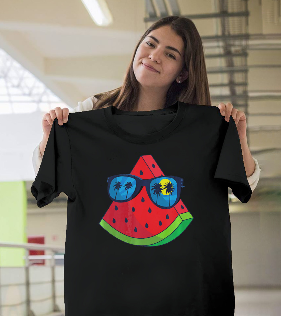 Watermelon Sunglasses Palm Trees Summer Beach Sun T-Shirt