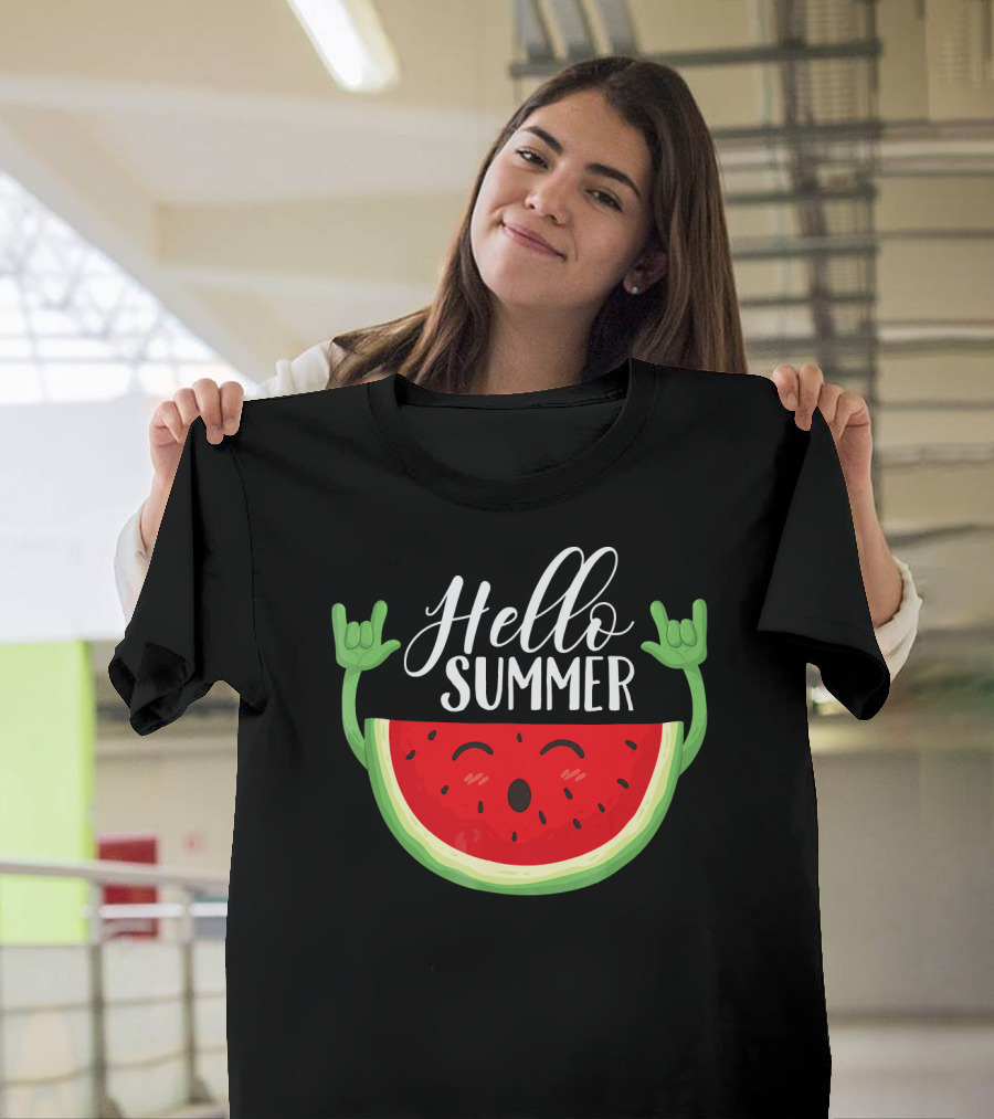 Hello Summer Watermelon Rock And Roll Mood T-Shirt