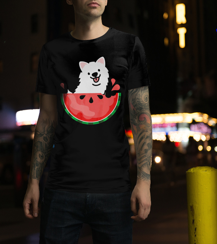 Watermelon Samoyed Summer Va Playful Pup Fun T-Shirt