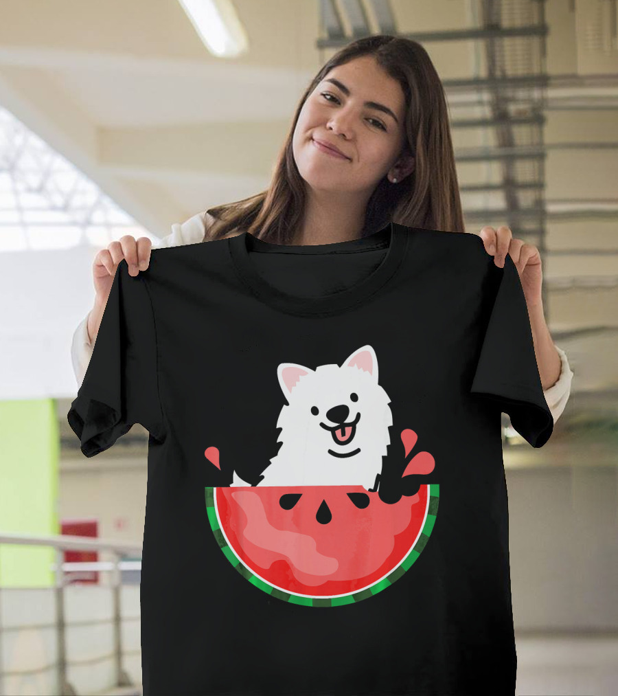 Watermelon Samoyed Summer Va Playful Pup Fun T-Shirt