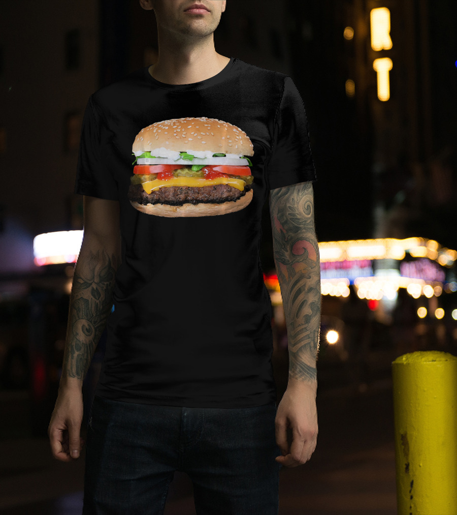 Hamburger Cheeseburger Classic Juicy Sandwich With Cheese And Vegetables T-Shirt
