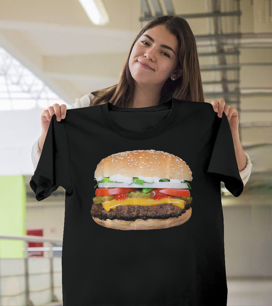 Hamburger Cheeseburger Classic Juicy Sandwich With Cheese And Vegetables T-Shirt