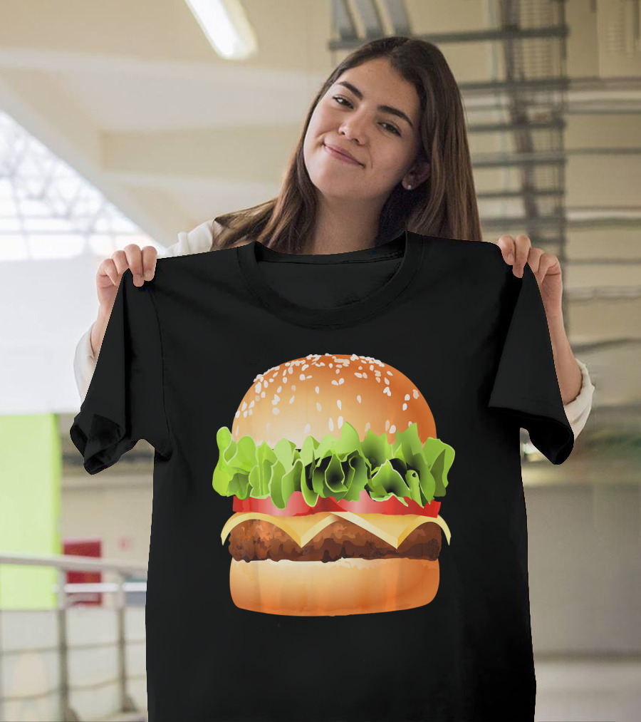 GIANT CHEESEBURGER BURGER LETTUCE TOMATO CHEESE SESAME BUN T-Shirt