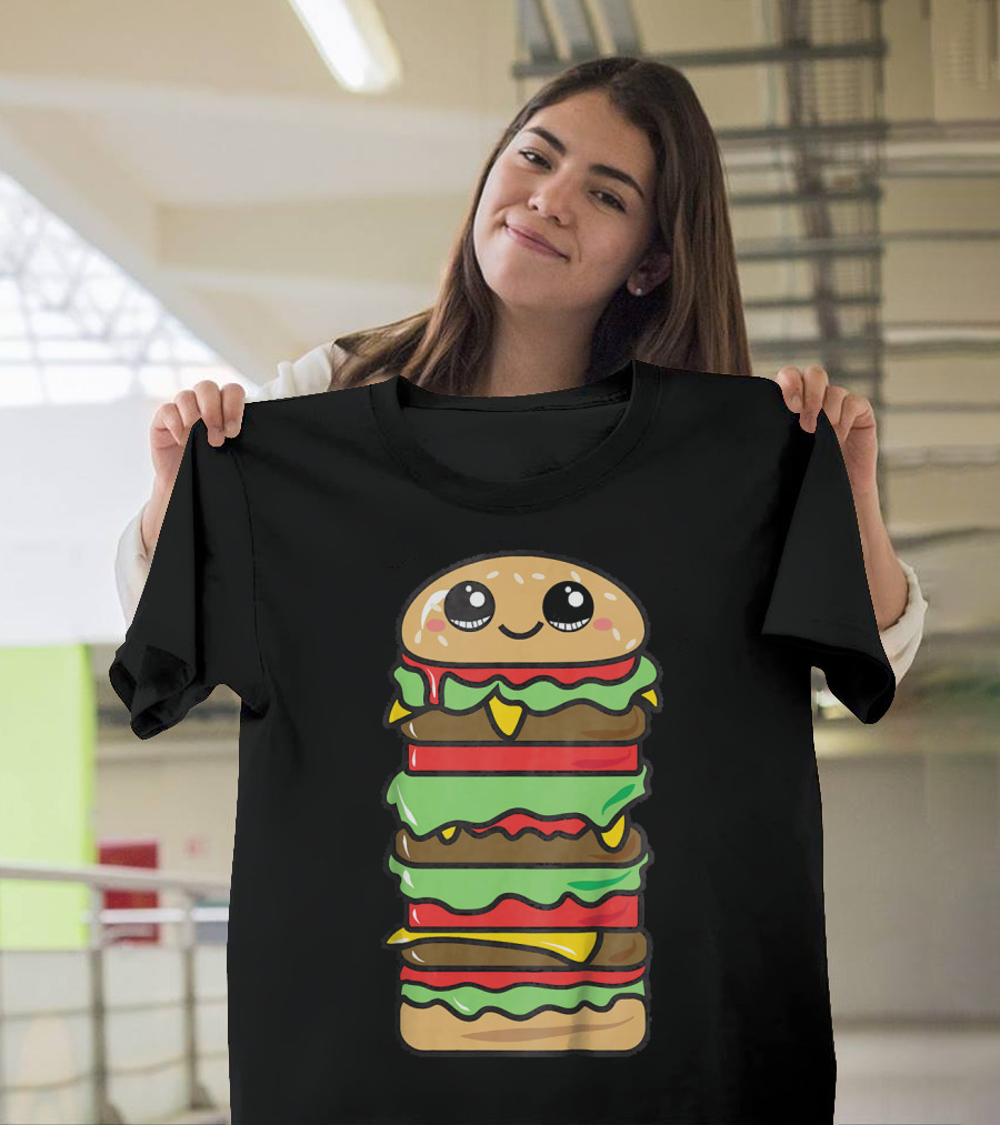 Kids Funny Kawaii Hamburger Burger Eat Food Boy T-Shirt