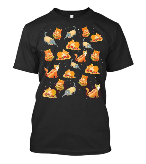 Crazy Space Cat Food Pizza Taco Hot Dog Delight T-Shirt