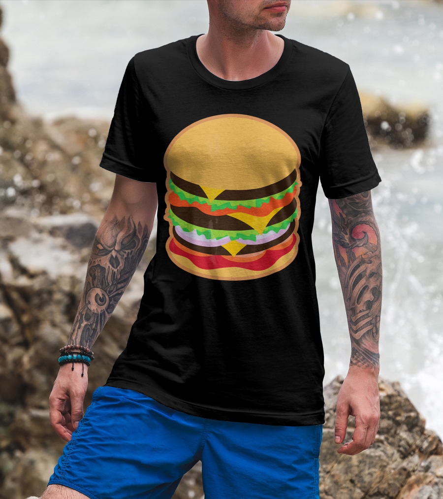 Funny Hamburger Barbecue BBQ Griller Double Cheeseburger T-Shirt