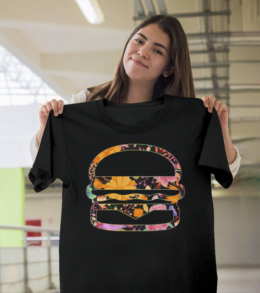 Floral Flower Vintage Retro Hamburger T-Shirt