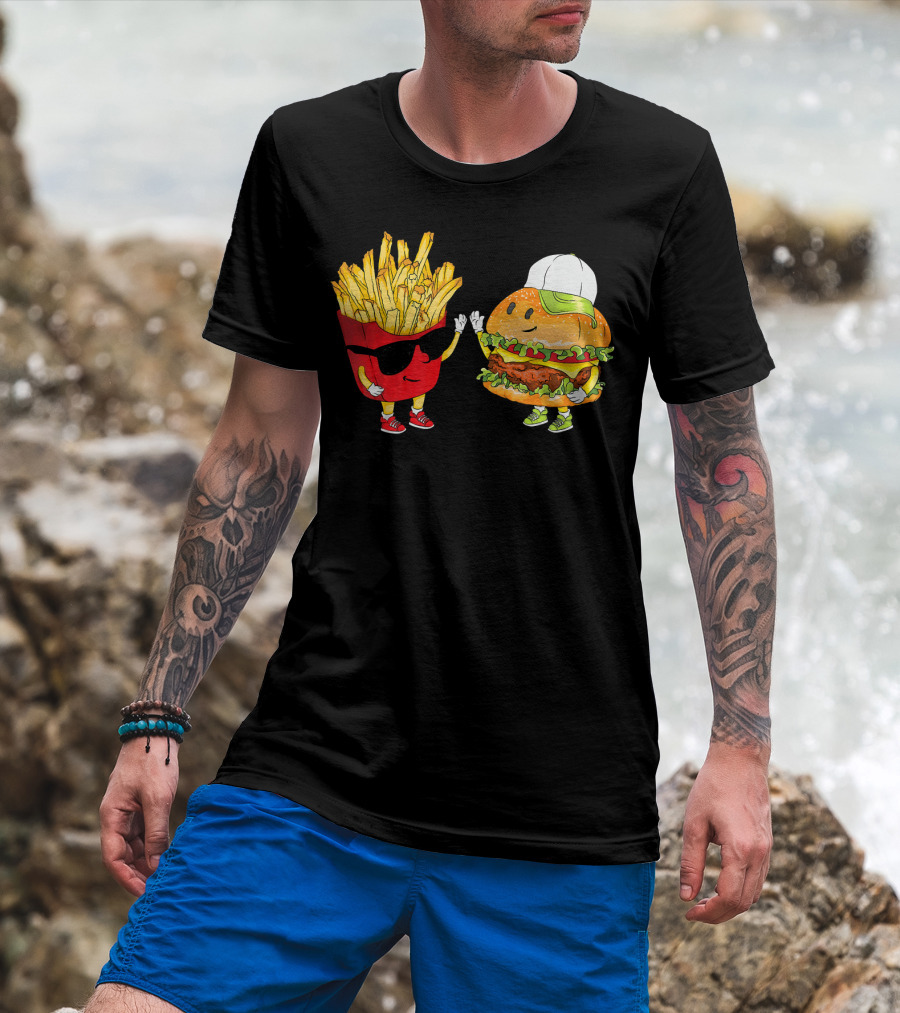 Hamburger Fries High Five Cool Fun Combo T-Shirt