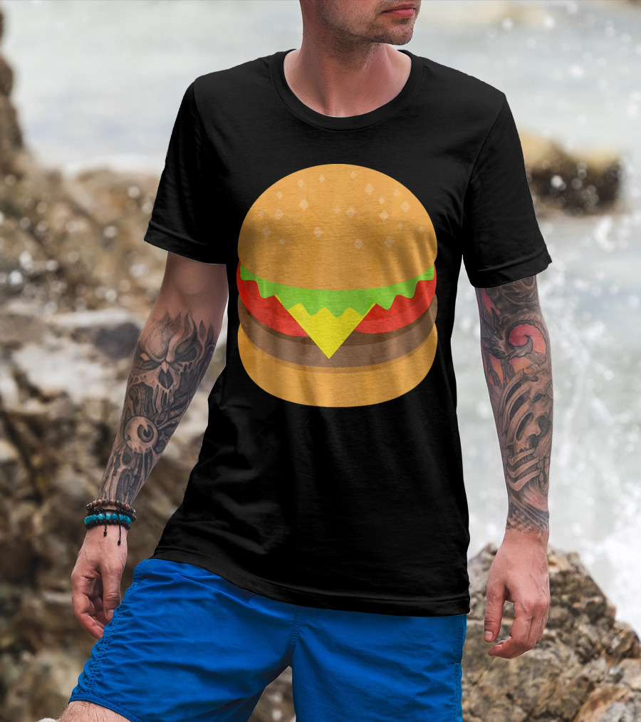 Emoji Hamburger Cheeseburger Lettuce Tomato Cheese Burger T-Shirt