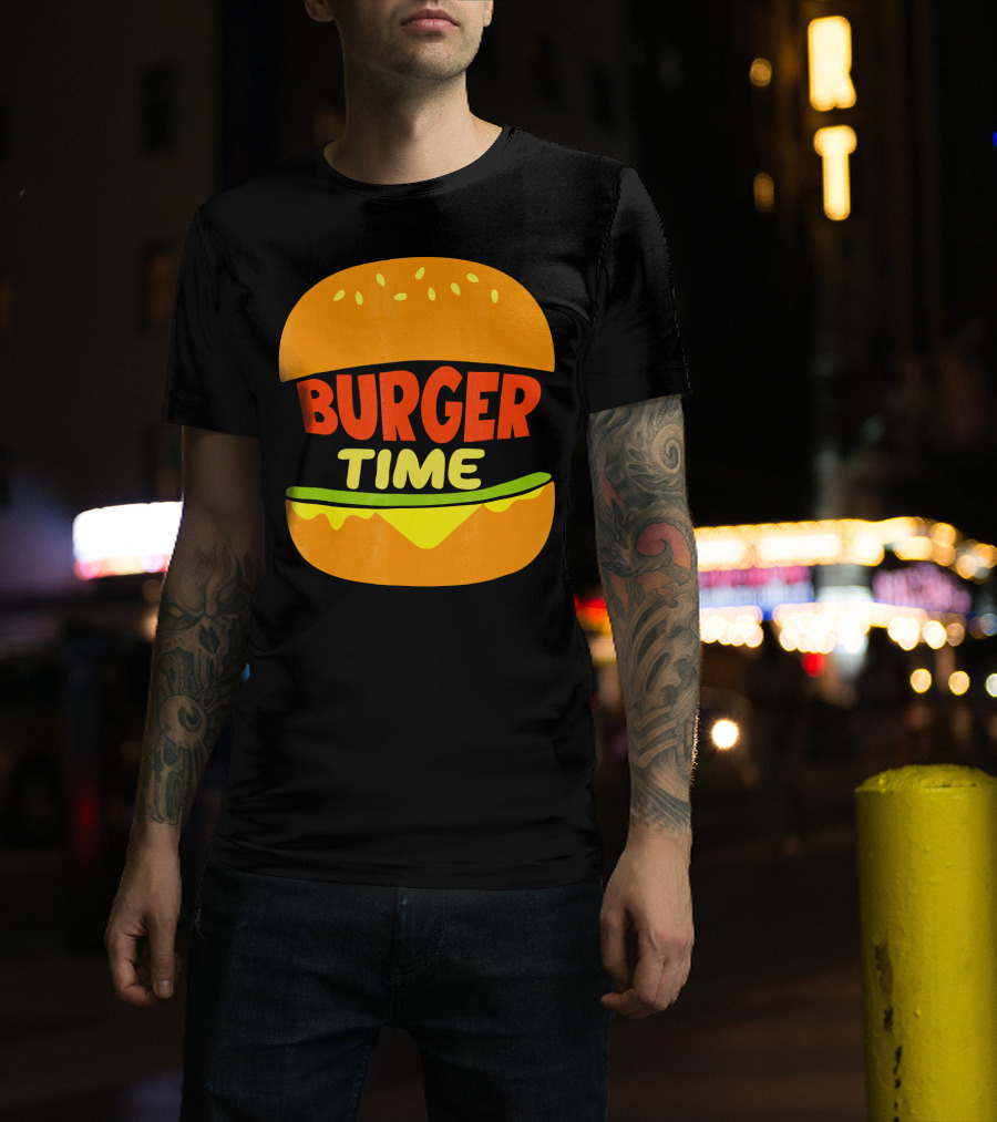 Burger Time Cheeseburger Icon Text T-Shirt
