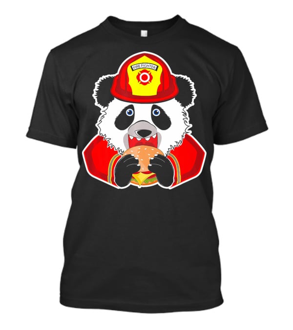 Firefighter Panda Enjoys Burger Delight T-Shirt