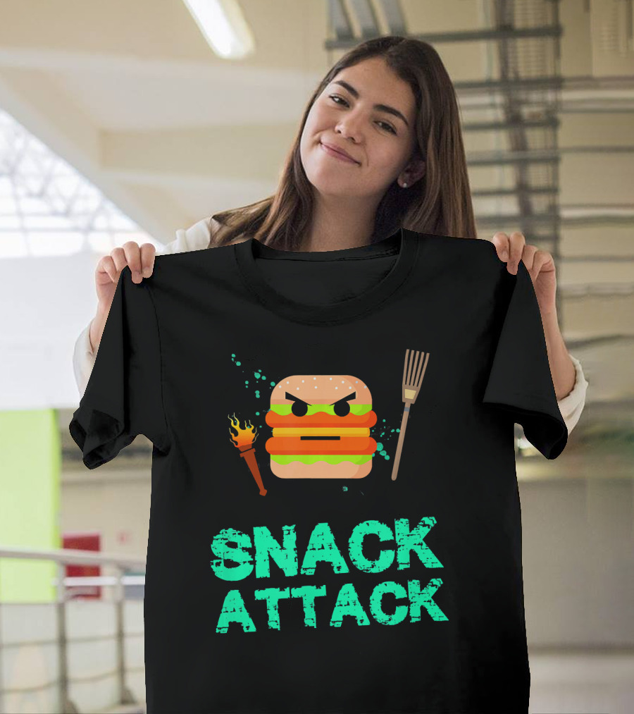 Snack Attack Burger Funny Food Snacks T-Shirt