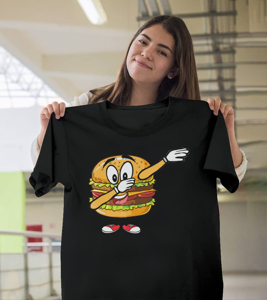 Dabbing Cheeseburger Funny Hamburger Comic Pose T-Shirt