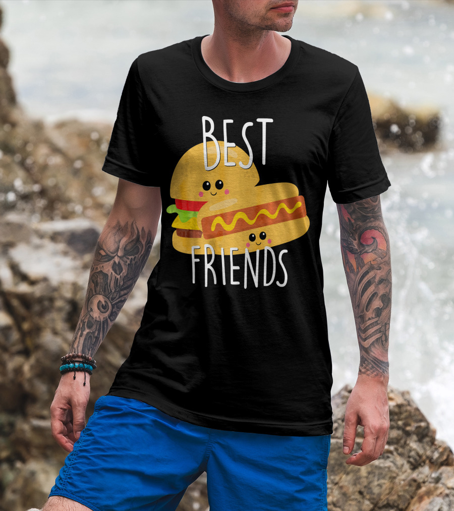 Best Friends Hot Dog And Burger Matching Duo T-Shirt