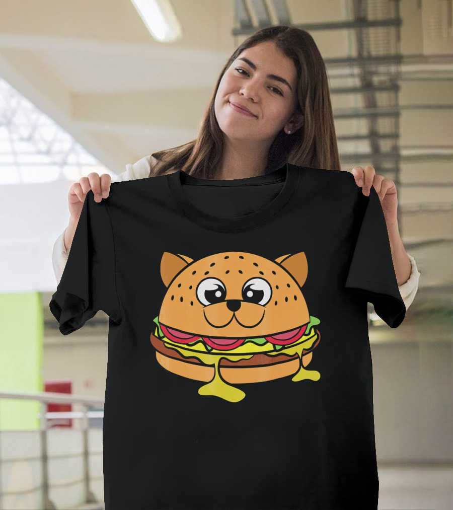 Funny Cheeseburger Cat Kitten Fastfood Burger T-Shirt