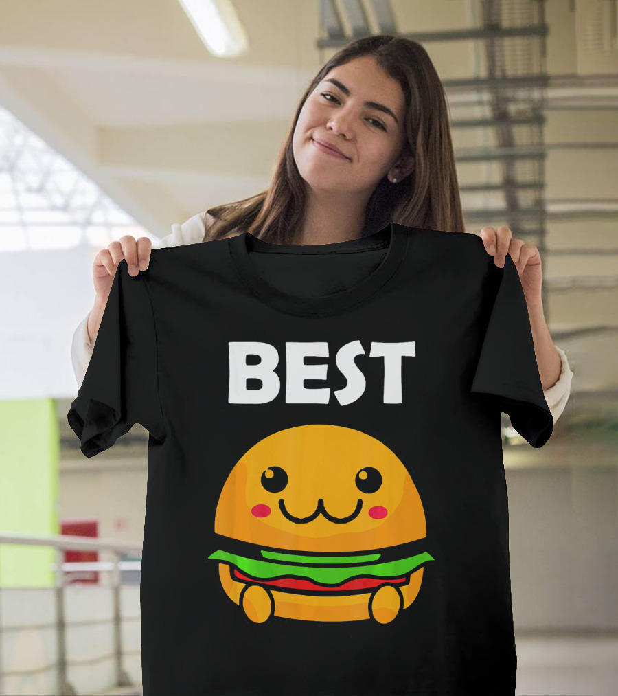 Burger Matching Fries Best Friend Novelty Best Cute Kawaii Face T-Shirt