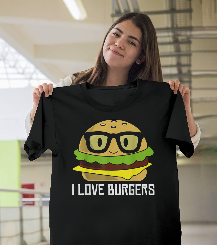 I Love Burgers Cheeseburger Glasses Cute Hamb T-Shirt