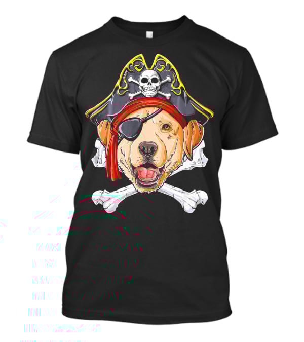 Labrador With Pirate Skull Hat And Crossbones T-Shirt