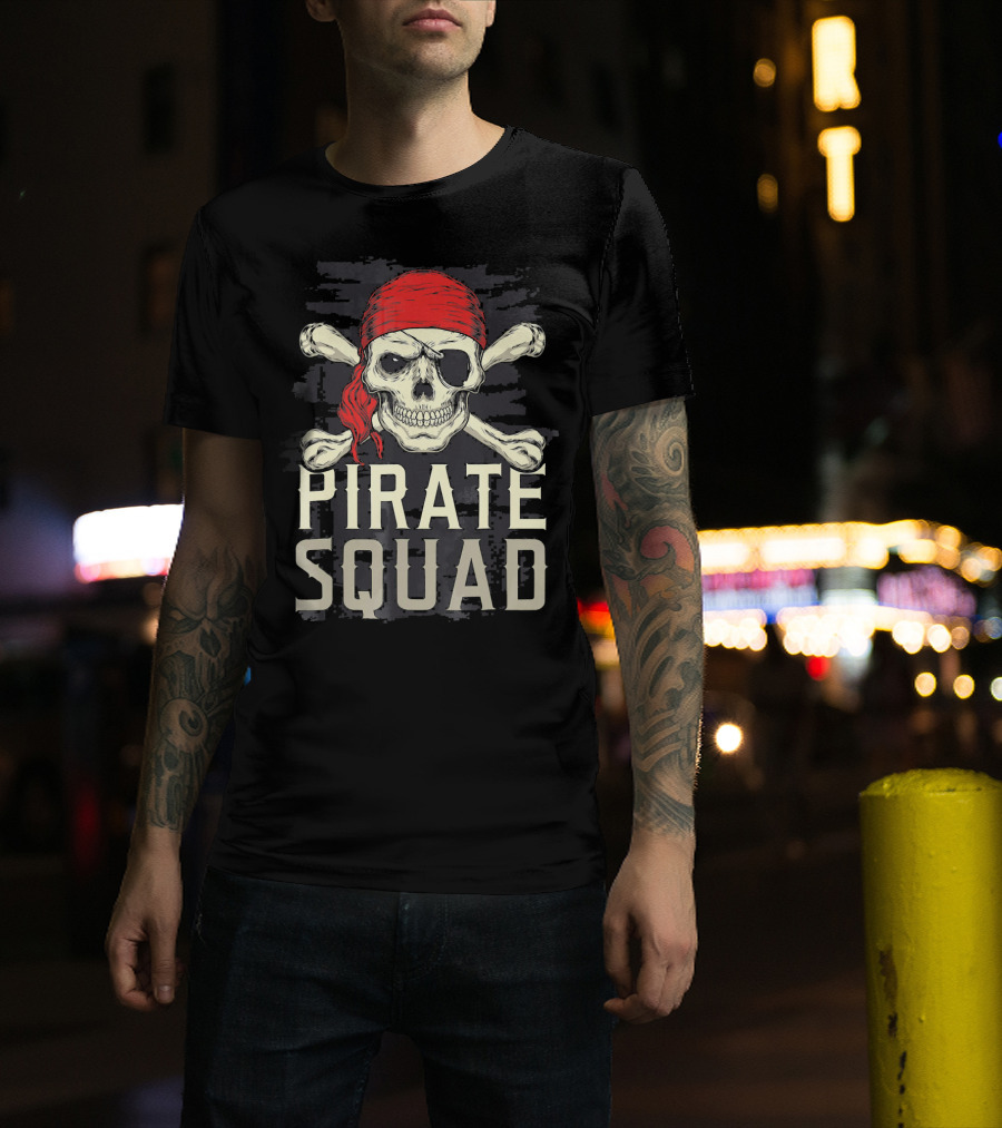 Pirate Squad Skull Crossbones Bandana T-Shirt