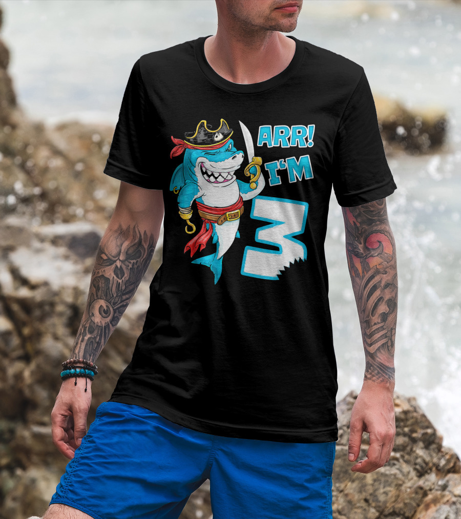 ARR I'm 3 Pirate Shark 3rd Birthday T-Shirt