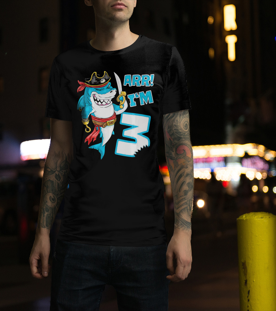 ARR I'm 3 Pirate Shark 3rd Birthday T-Shirt
