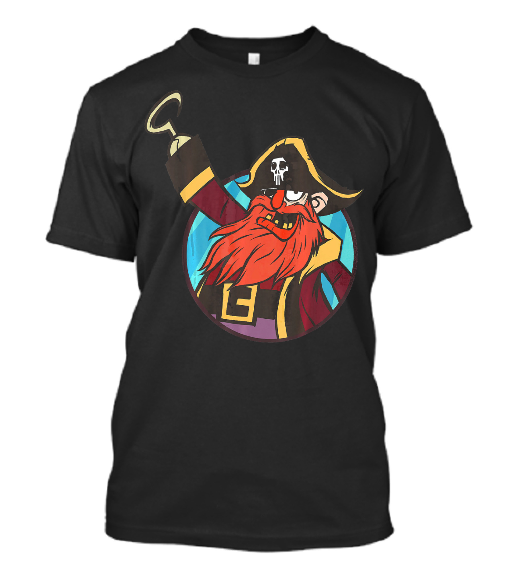 Pirate Captain With Skull Patch And Hook Hand T-Shirt