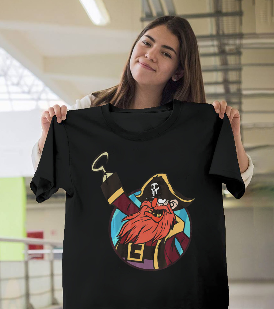 Pirate Captain With Skull Patch And Hook Hand T-Shirt