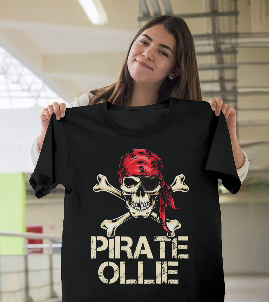 PIRATE OLLIE Skull Crossbones Red Bandana T-Shirt