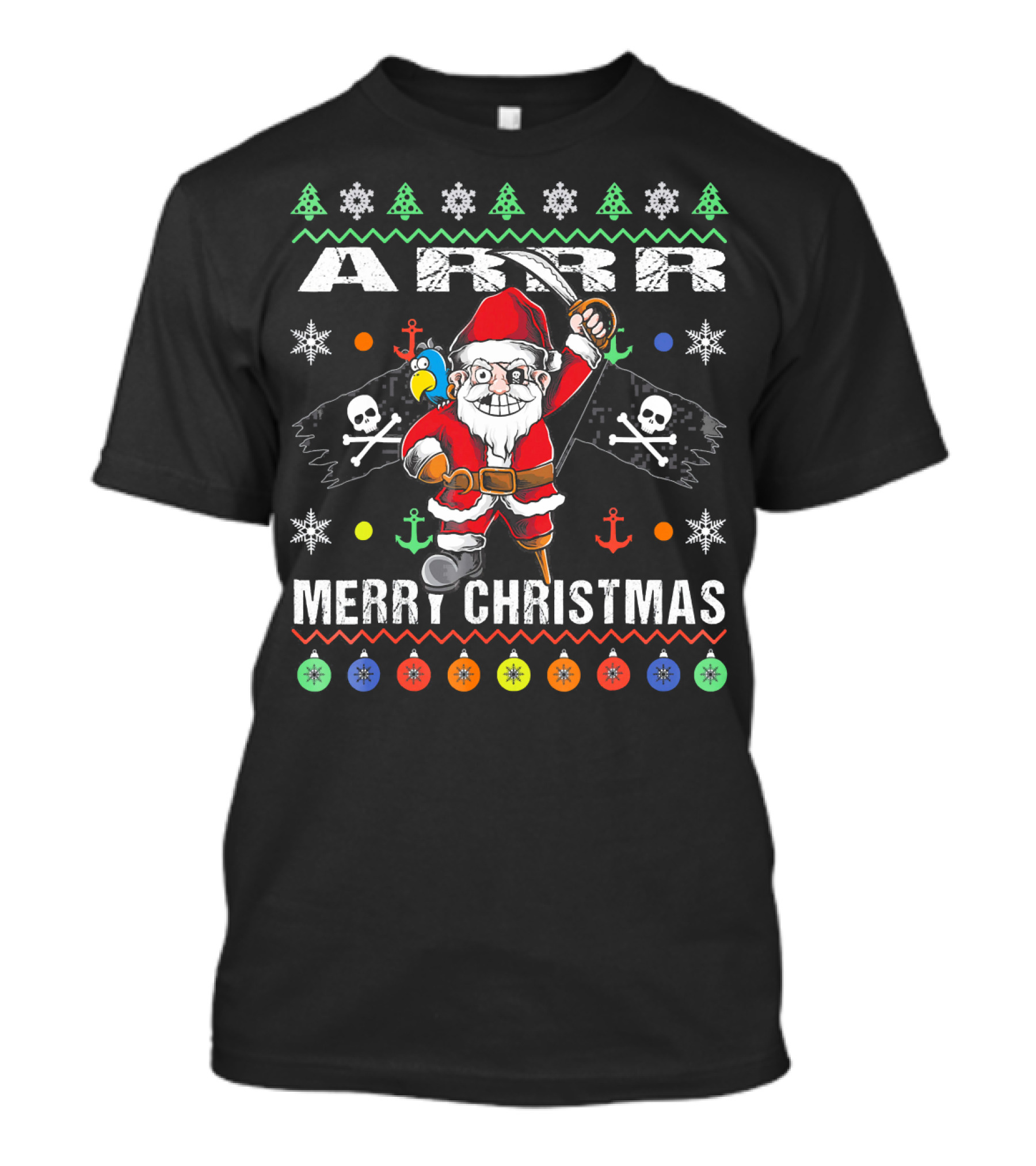 Arr Merry Christmas Pirate Santa Ugly Christmas T-Shirt