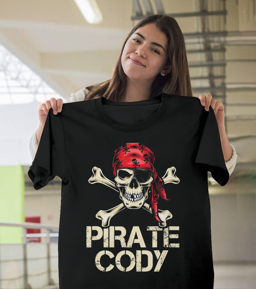 PIRATE CODY Skull Crossbones Red Bandana Birthday T-Shirt
