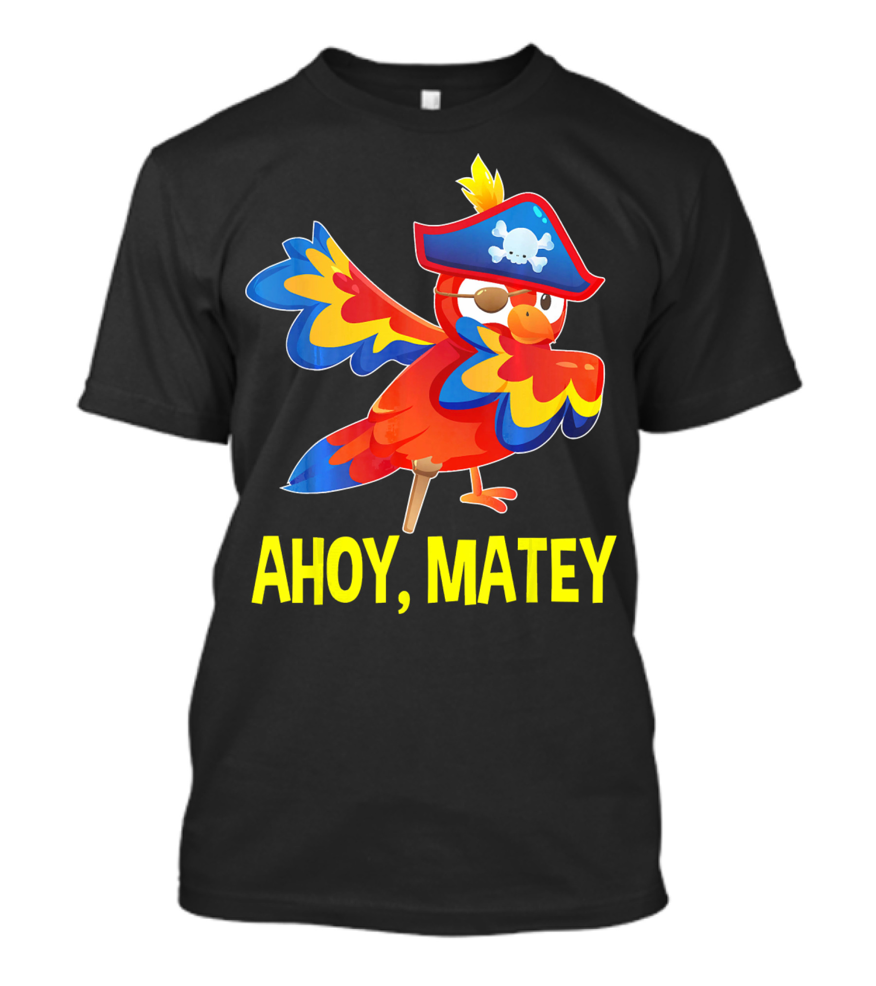 Ahoy Matey Dabbing Parrot With Pirate Hat And Skull Emblem T-Shirt