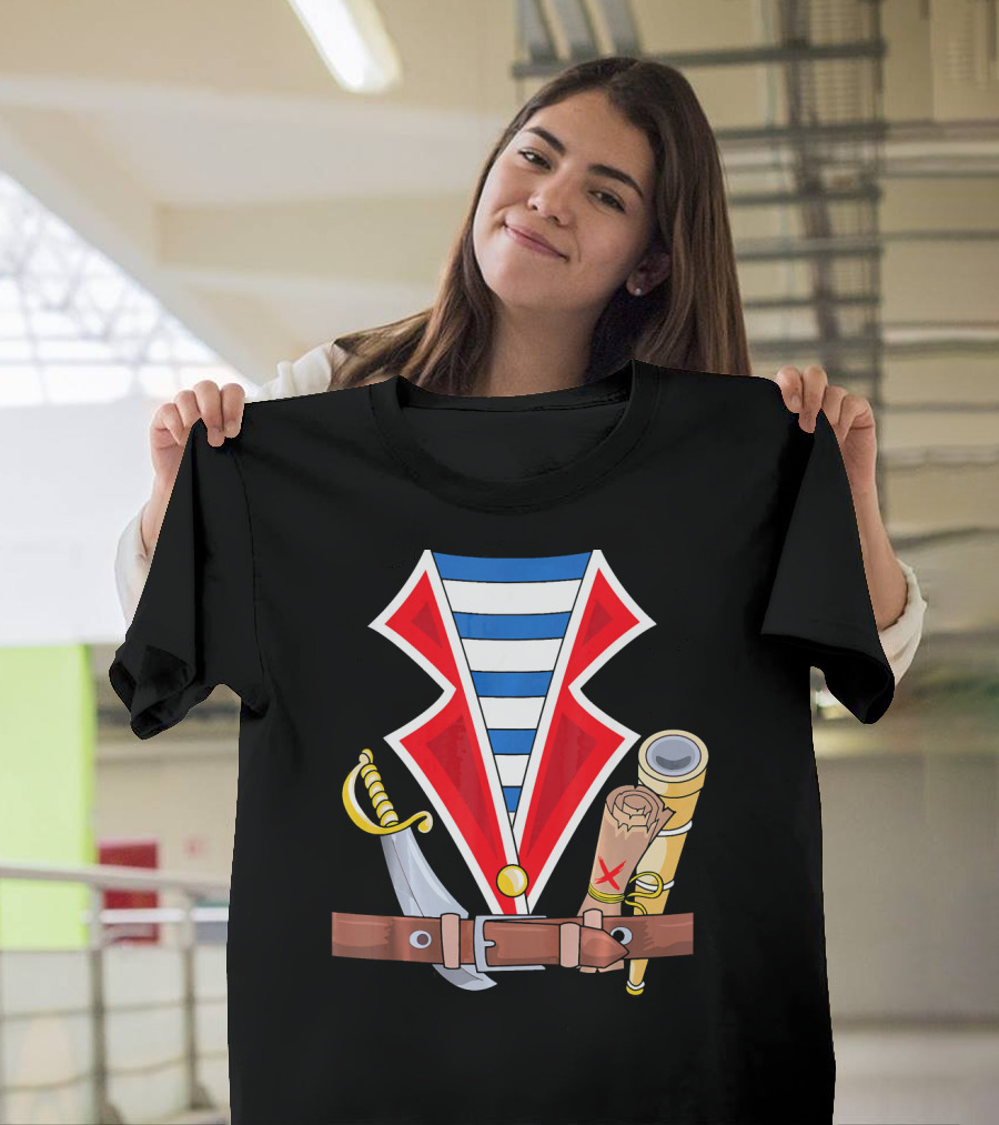 Halloween Pirate Costume Kids Pira Treasure Sword Map Spyglass T-Shirt
