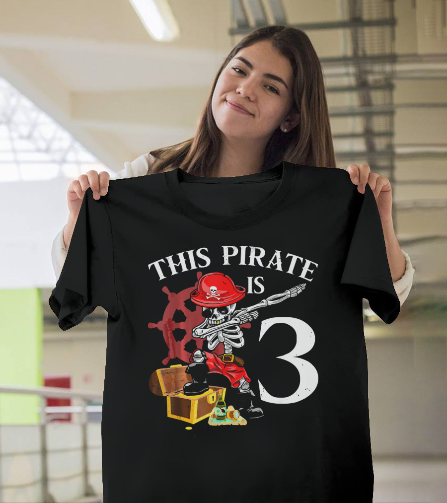 This Pirate Is 3 Funny Dabbing Pirate Birthday T-Shirt