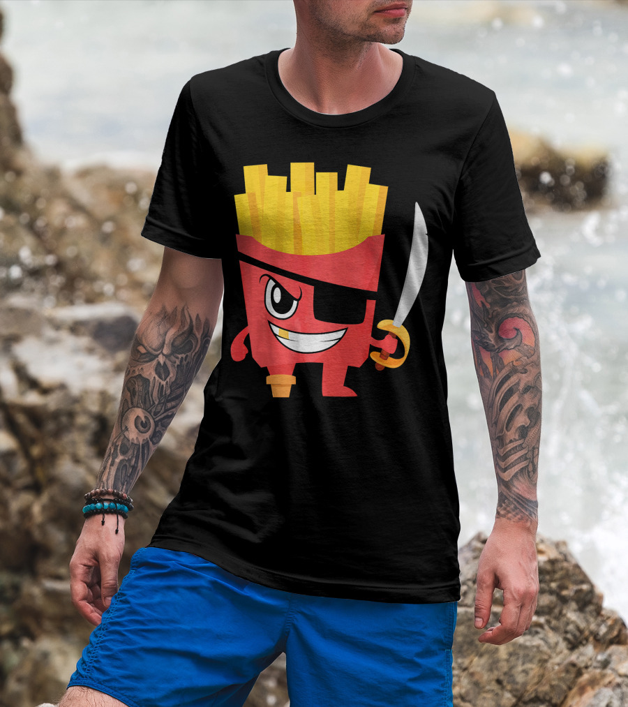 Pirate French Fry Box With Eyepatch And Sword T-Shirt