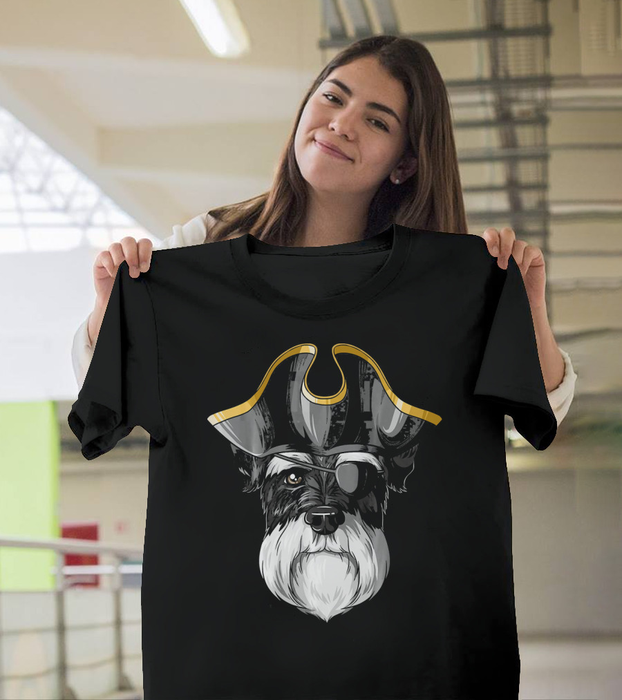 Pirate Schnauzer with Eyepatch and Pirate Hat T-Shirt