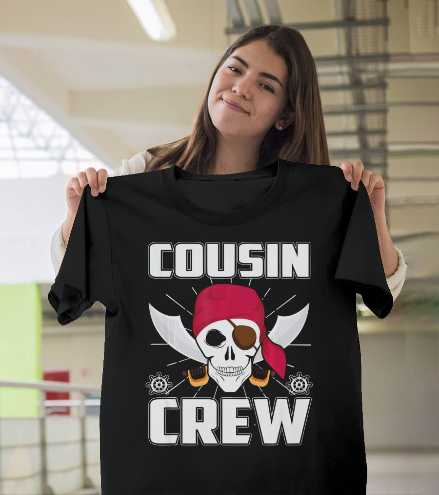 Cousin Crew Pirate Skull Bandana Eyepatch Swords Helmets T-Shirt