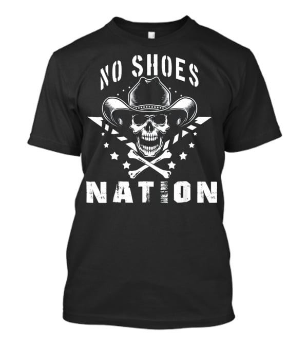 No Shoes Nation Pirate Skull Cowboy Hat Stars And Crossbones T-Shirt