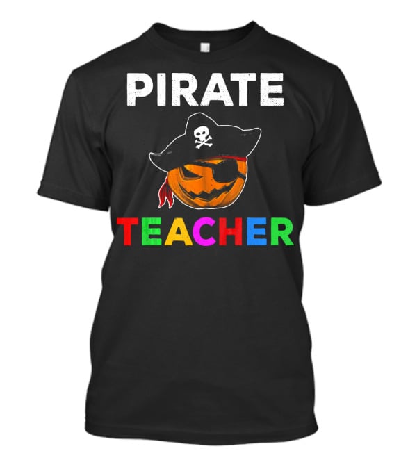 Pirate Teacher Halloween Pumpkin Skull Party T-Shirt