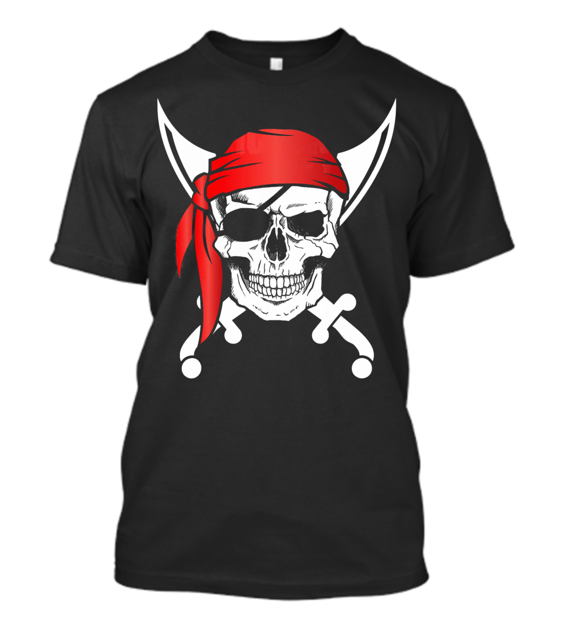 Pirate Skull Red Bandana Crossed Knives Iconic T-Shirt