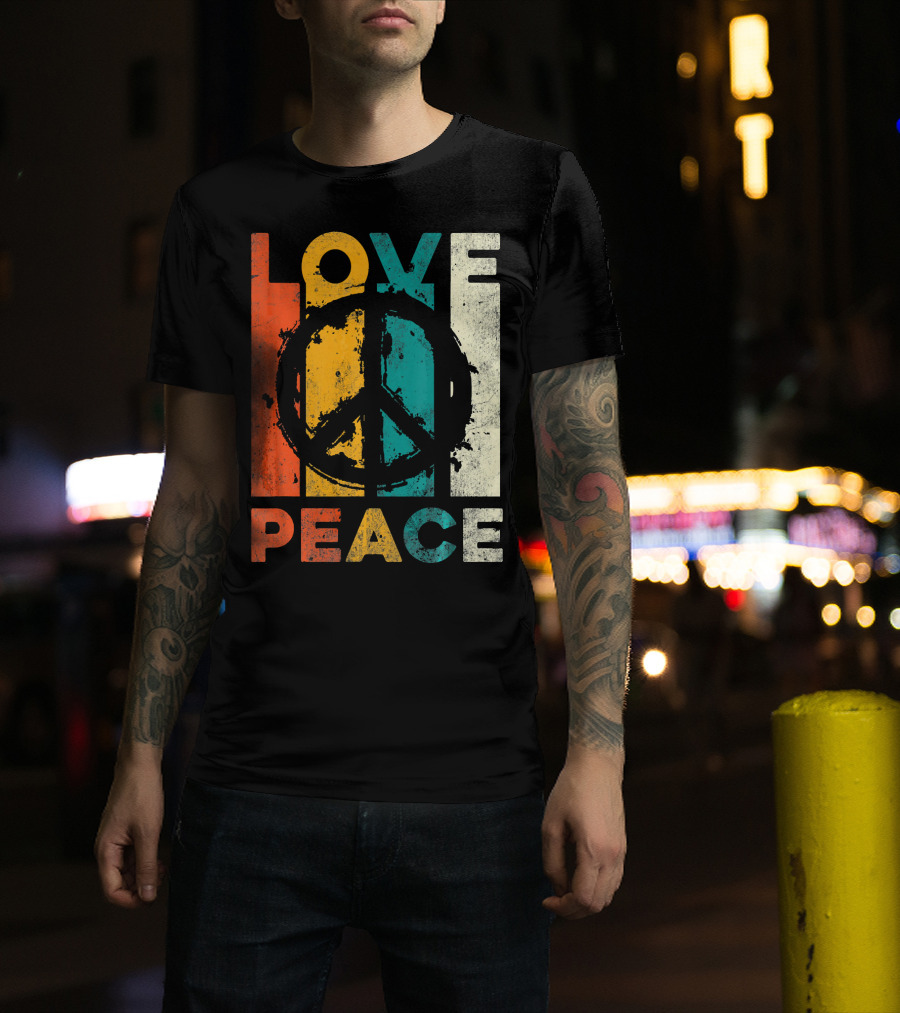 Love Peace Retro 60s 70s Vibe With Tie Dye Peace Sign T-Shirt