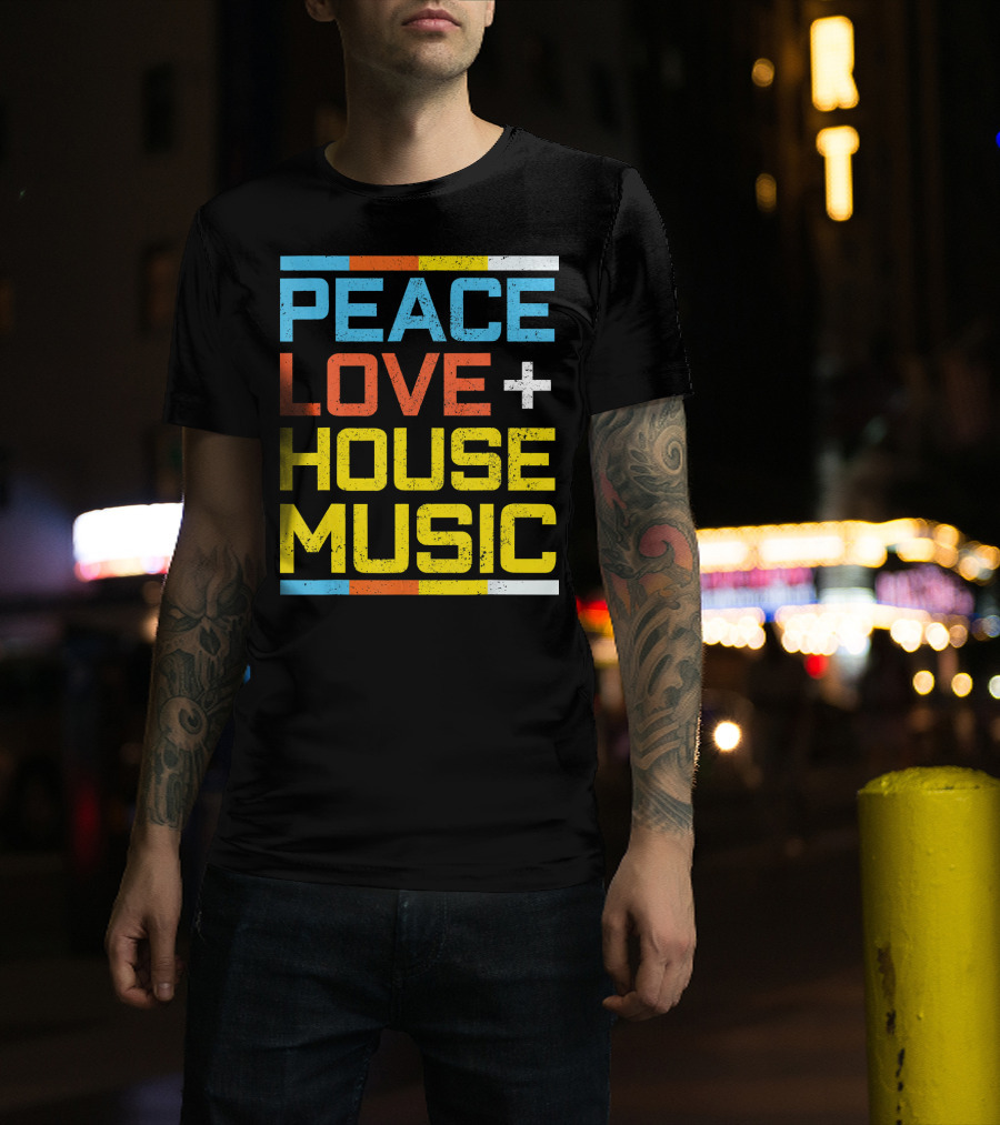 Peace Love House Music Vintage Retro T-Shirt