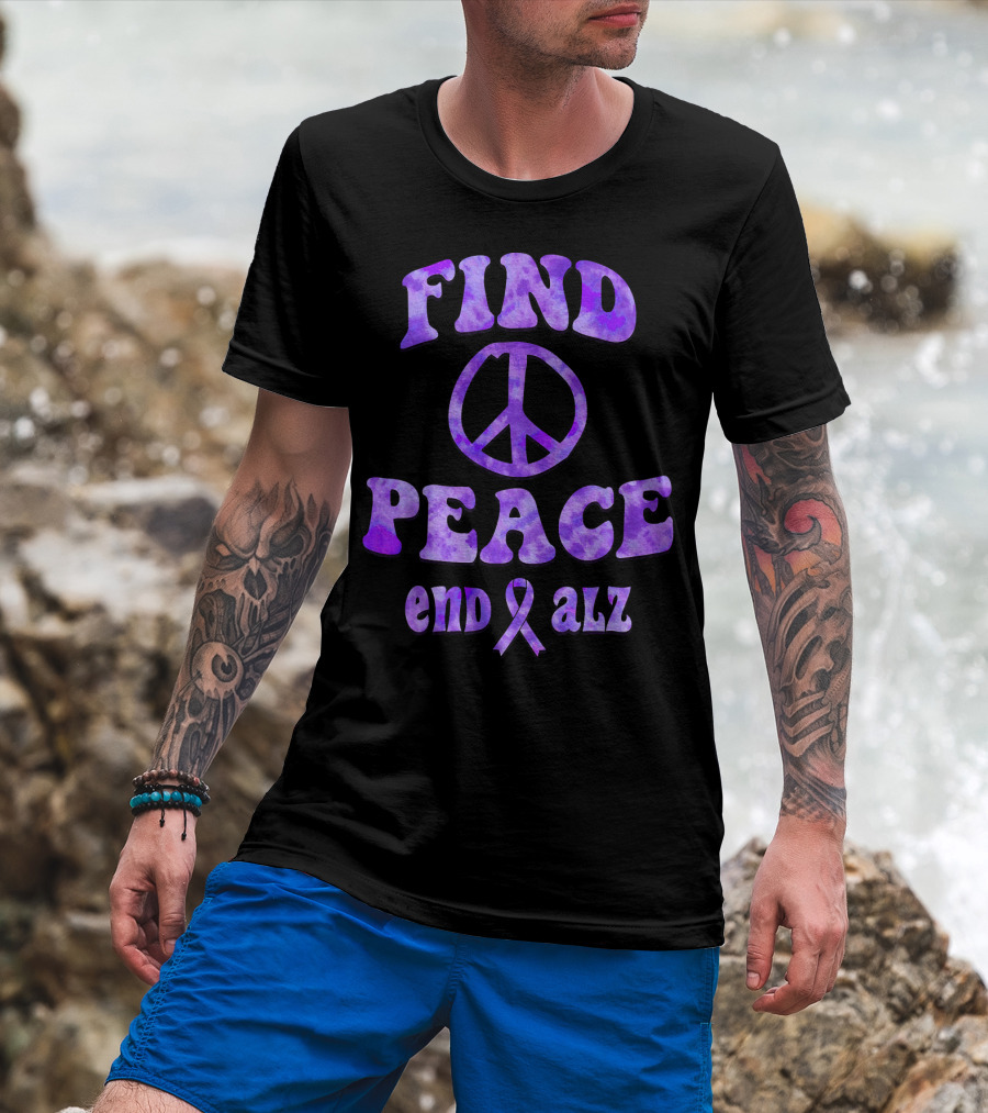Find Peace End Alz Alzheimer's Walk Hippi T-Shirt